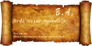 Brüszler Avenár névjegykártya